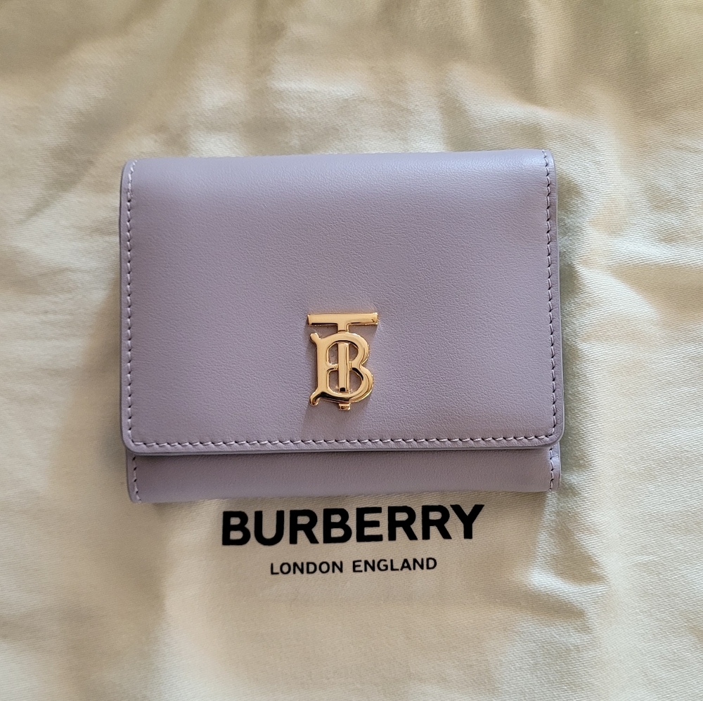 Burberry TB Monogram Compact Wallet In Lavendar Gray